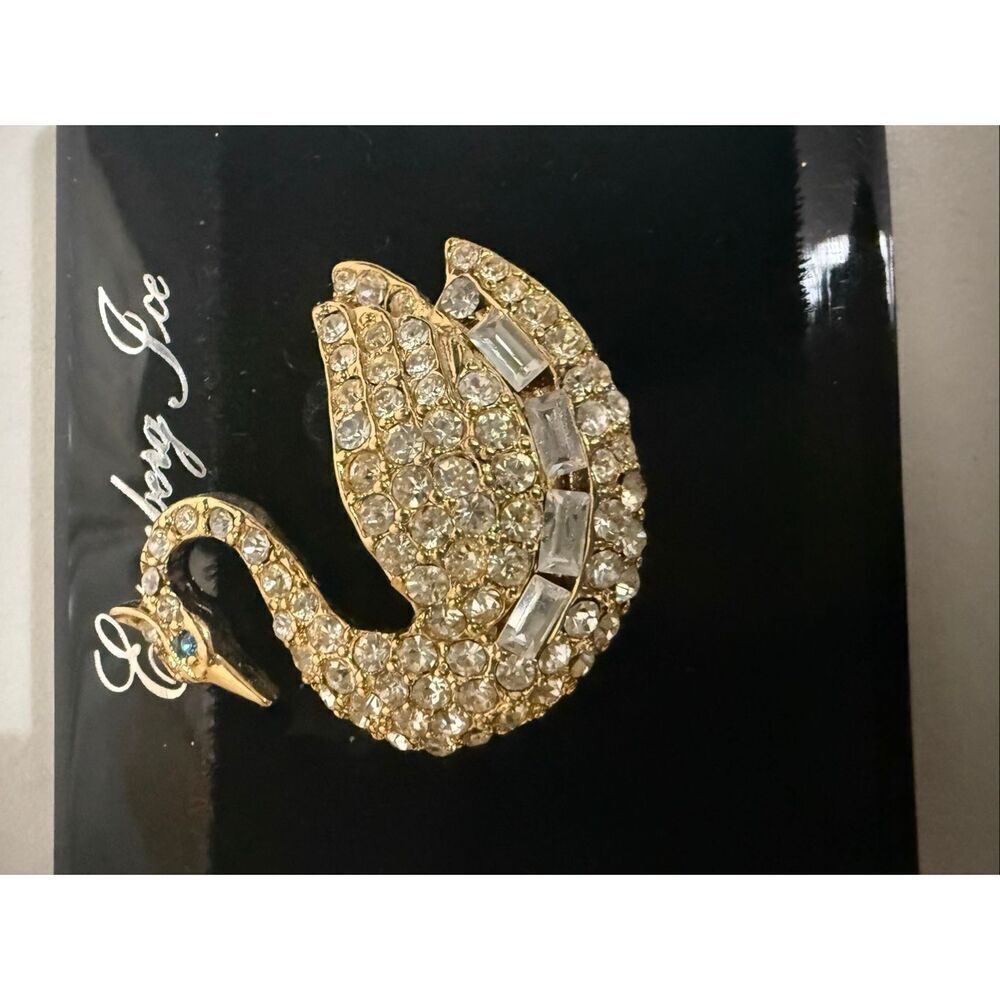 Eisenberg Ice Women's Silver-Tone Rhinestones Sparkling Swan Brooch Pin NWT